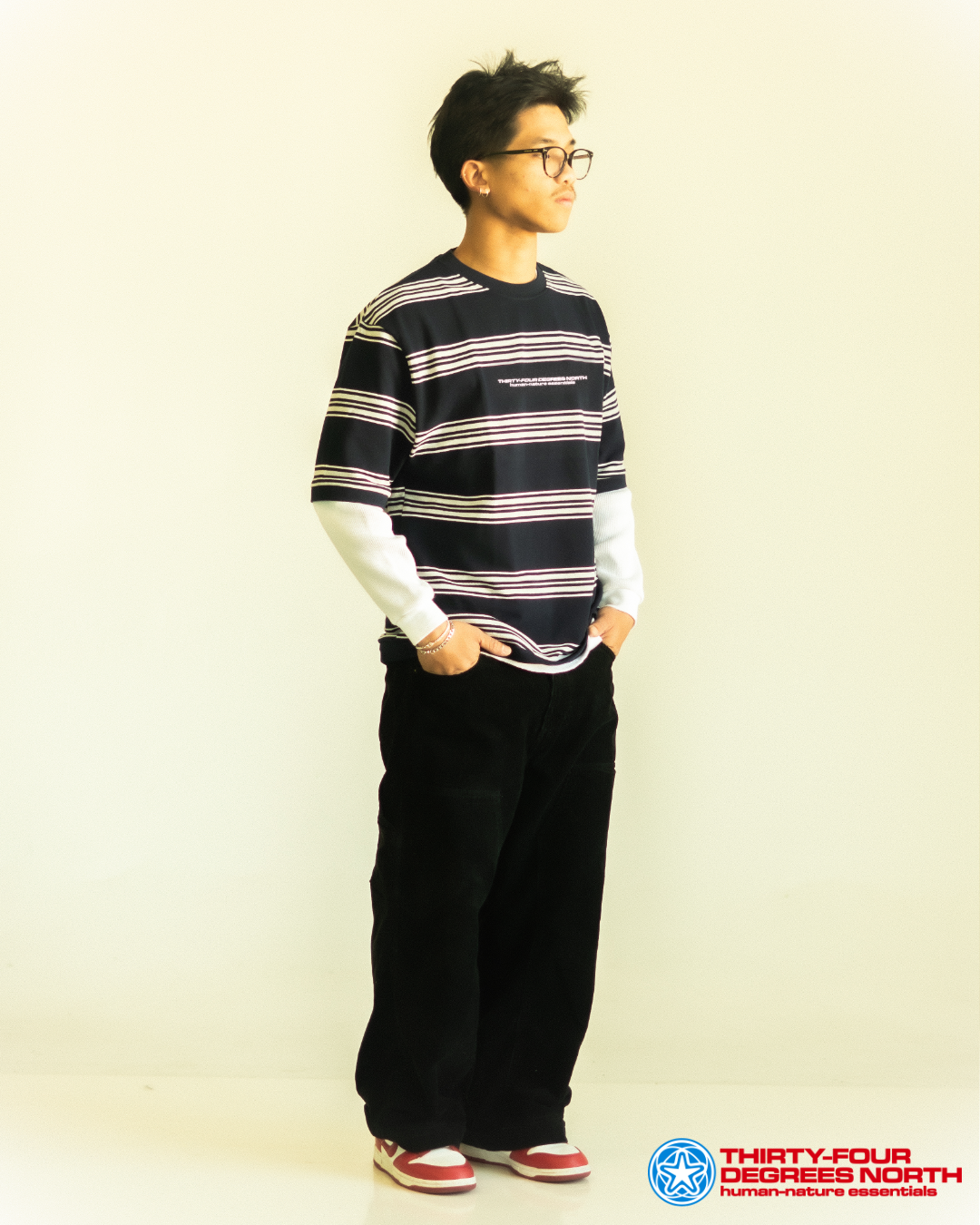 French Terry Quin-Striped Tee