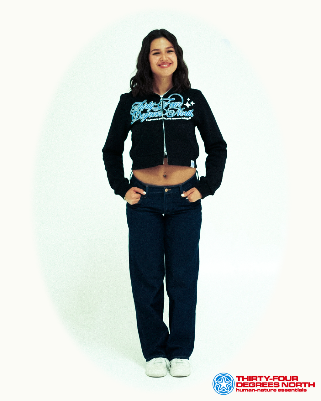 Full-Zipped Starlight cropped Hoodie